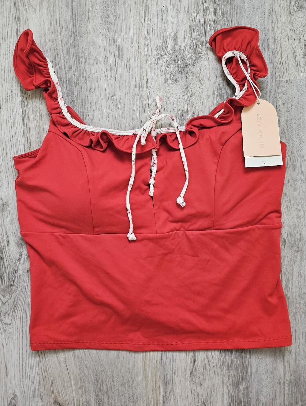 New Blogilates Ruffle Lace Up Athletic Tank Top